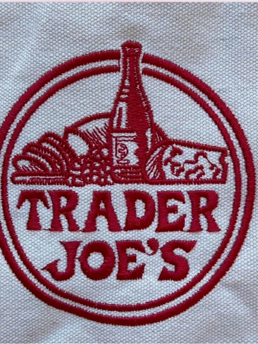 Trader Joe's Cream and Navy Canvas Large Tote Bag
